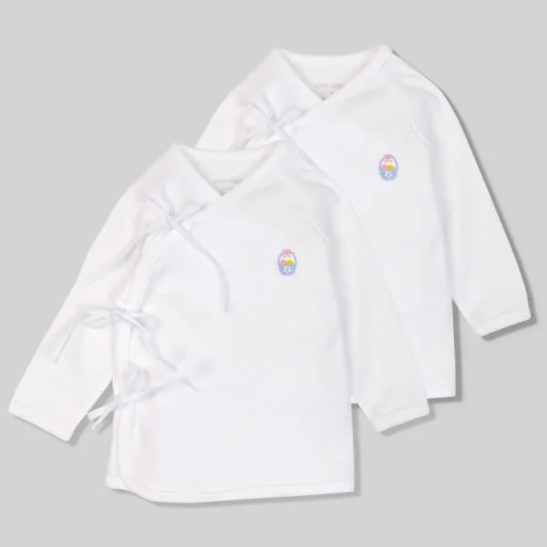Set 2 Áo sơ sinh cột dây tay dài Concung CR Trắng