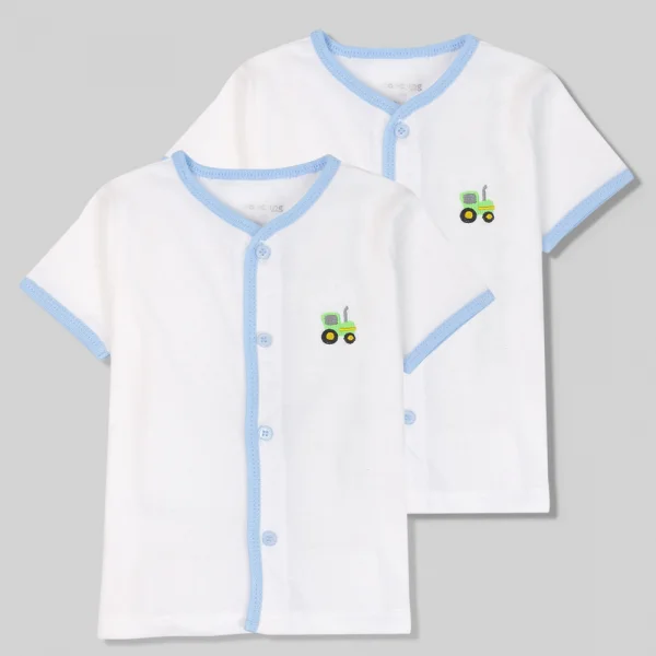 Set 2 Áo sơ sinh cài giữa tay ngắn Concung CR Viền xanh