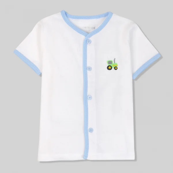 Set 2 Áo sơ sinh cài giữa tay ngắn Concung CR Viền xanh