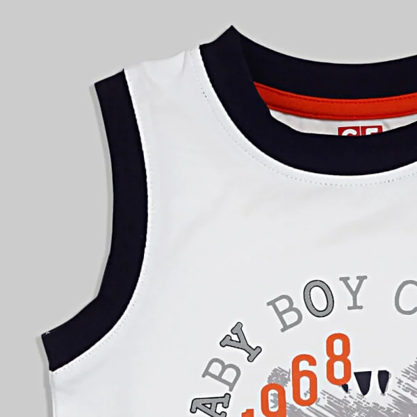 Áo thun bé trai sát nách CF B018058 Trắng