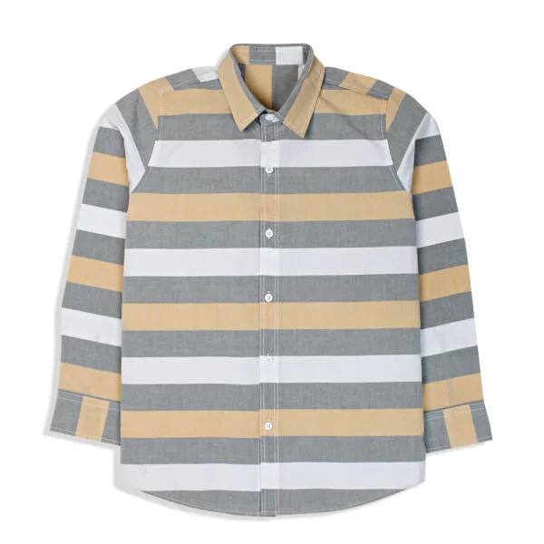 Áo vải bé trai tay dài CF B048015 Sọc vàng
