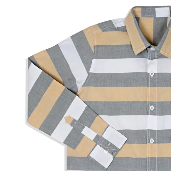 Áo vải bé trai tay dài CF B048015 Sọc vàng