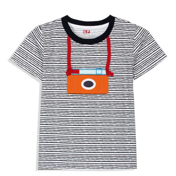 Áo thun bé trai tay ngắn CF G018081 sọc xanh đen