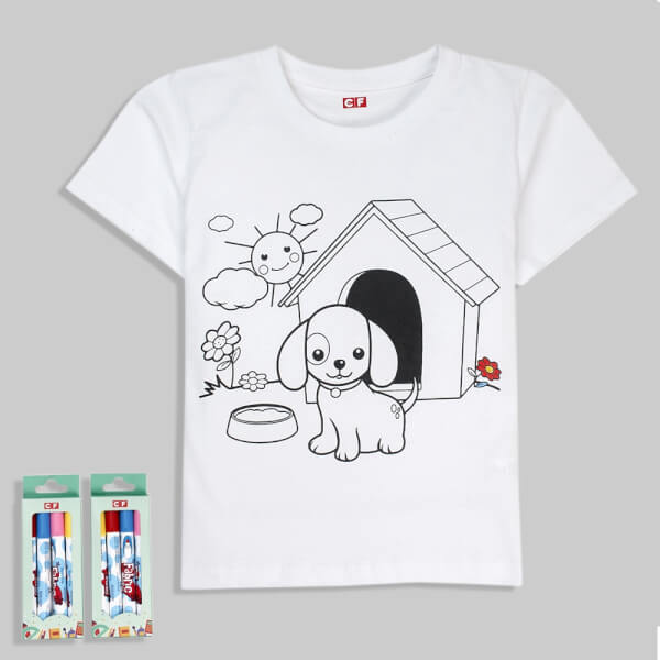 Áo thun tô màu cho bé tay ngắn CF G058006 Trắng