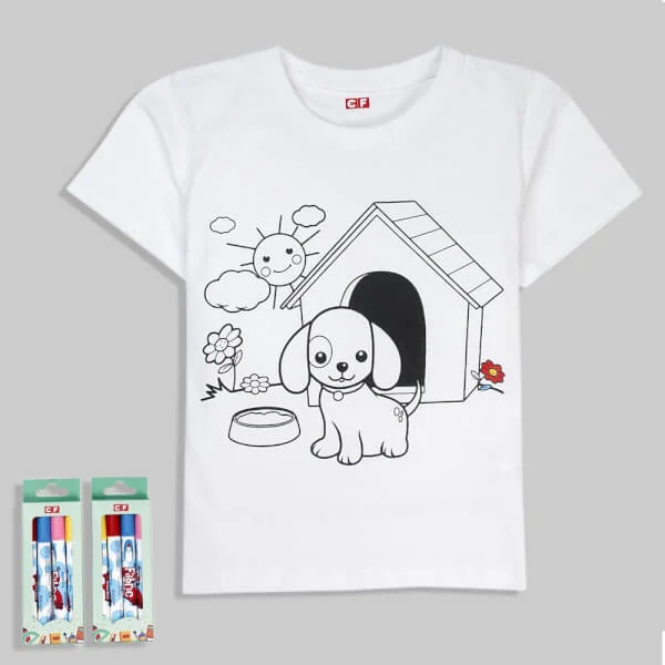 Áo thun tô màu cho bé tay ngắn CF G058006 Trắng