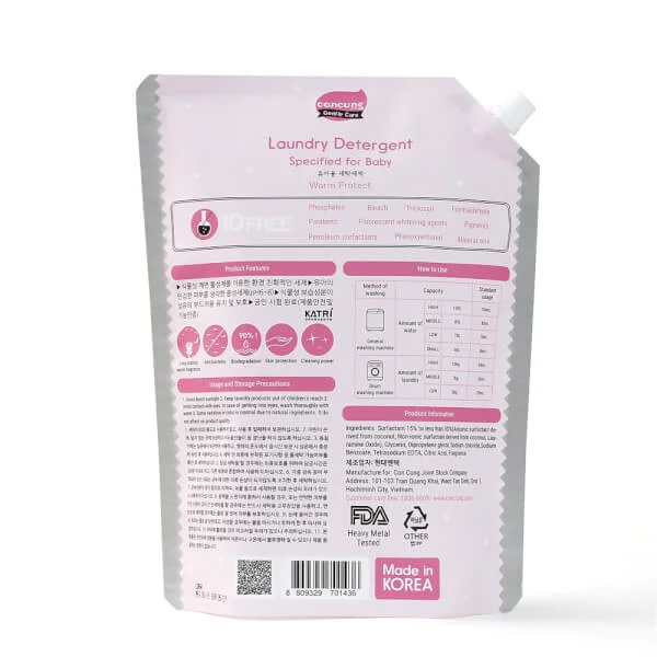 Nước giặt Hàn Quốc ConCung Gentle Care hương ngọt ấm, túi 2L