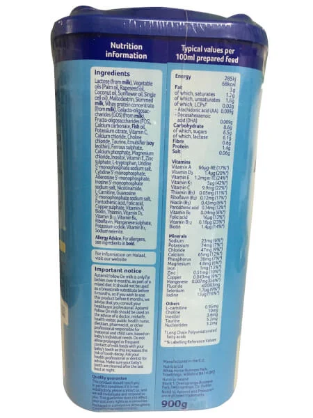 Sữa Aptamil Anh số 2 900g (6-12 tháng)