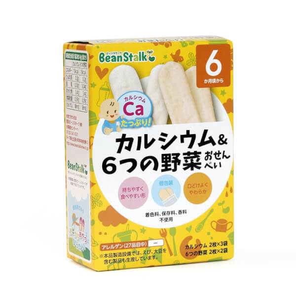 Bánh gạo Beanstalk Nhật canxi và 6 loại rau, 20g