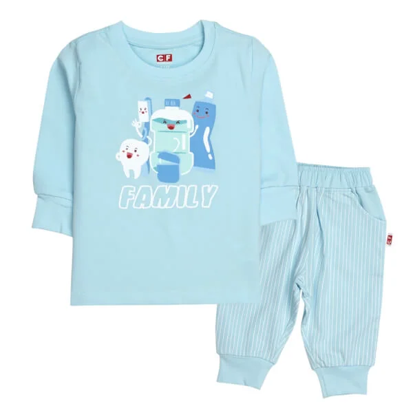 Bộ thun bé trai dài CF B058001 Xanh