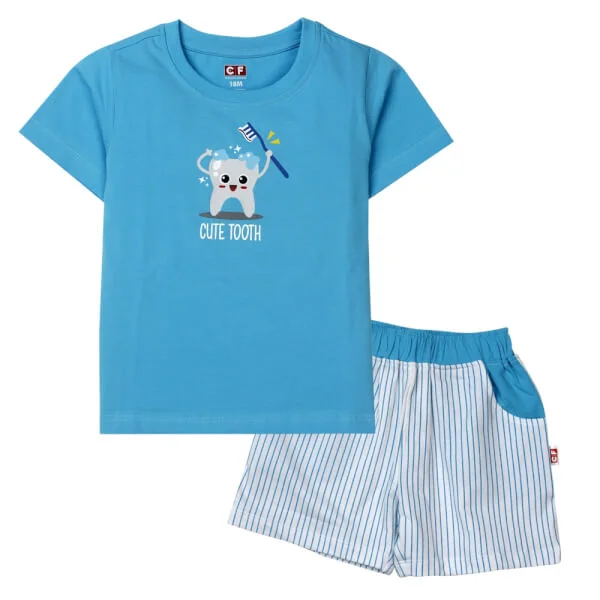 Bộ thun bé trai ngắn CF B048010 Xanh