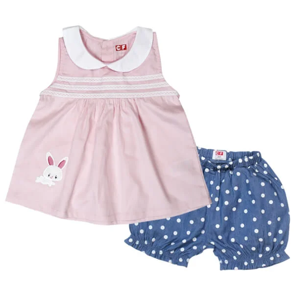 Bộ thun bé gái ngắn CF G058028 Hồng