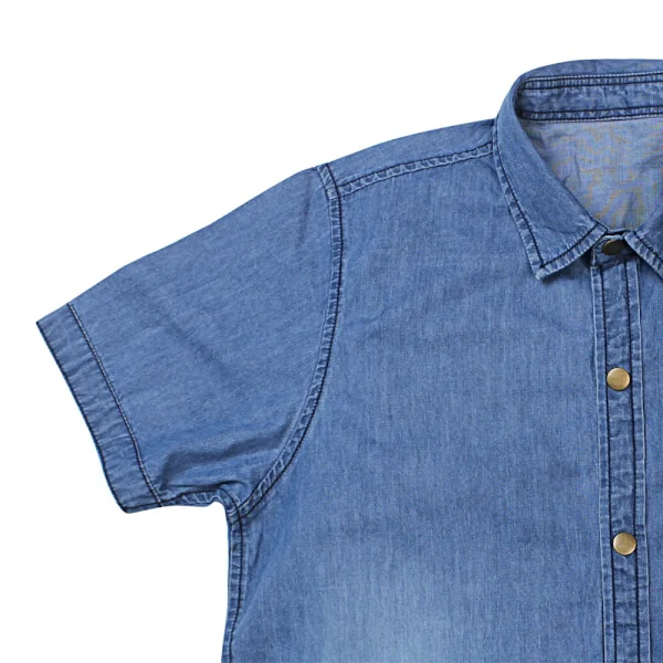 Áo sơ mi Jeans bé trai tay ngắn CF B068028 Xanh jean