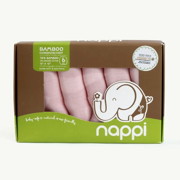 Khăn sữa sợi tre Nappi 6 chiếc/ hộp 30x30 cm (Hồng)