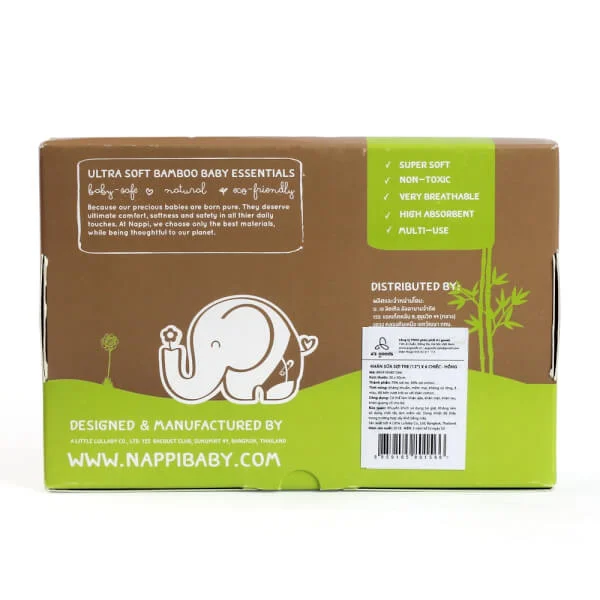 Khăn sữa sợi tre Nappi 6 chiếc/ hộp 30x30 cm (Hồng)