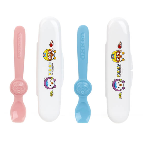 Bộ muỗng silicone Edison Pororo (màu hồng)