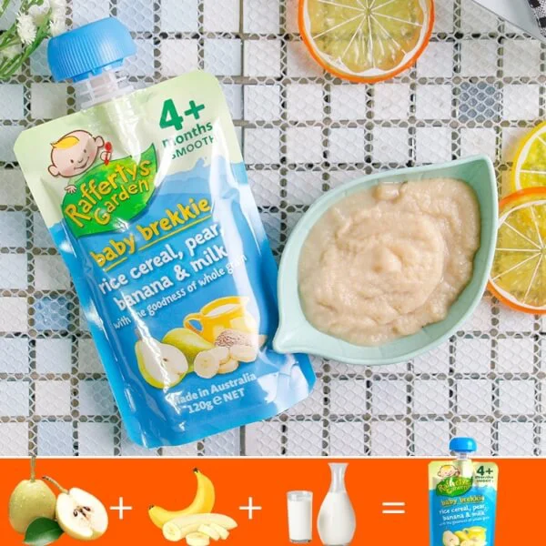 Bữa sáng cho bé Ngũ cốc gạo Lê Chuối & Sữa Rafferty’s Garden