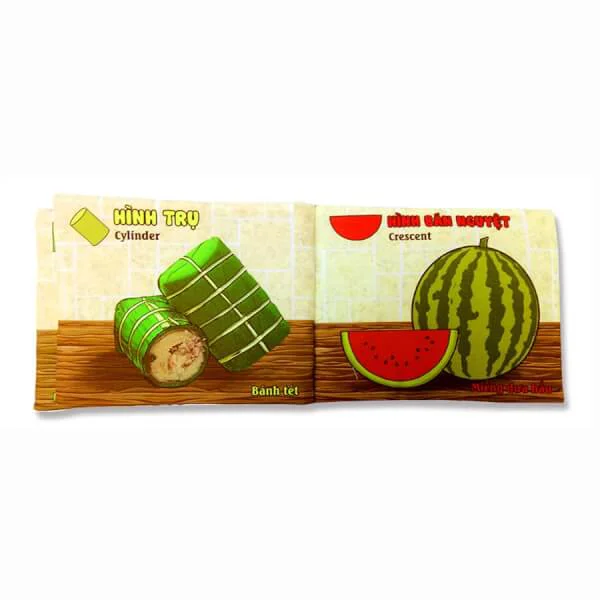 Sách vải kèm gặm nướu chủ đề Hình Khối