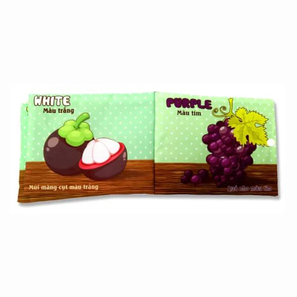 Sách vải kèm gặm nướu chủ đề Hoa Quả Màu Sắc