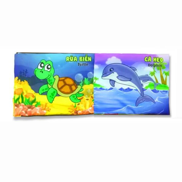 Sách vải kèm gặm nướu chủ đề Sinh Vật Biển