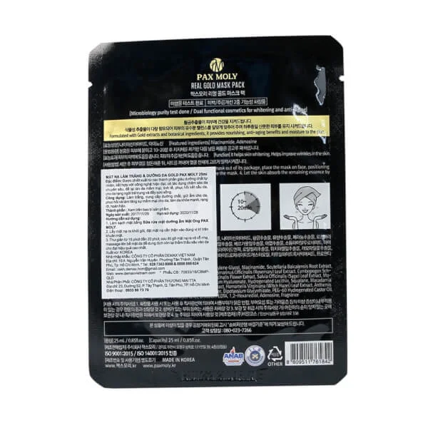 Mặt nạ làm trắng và dưỡng da Gold Paxmoly 25ml