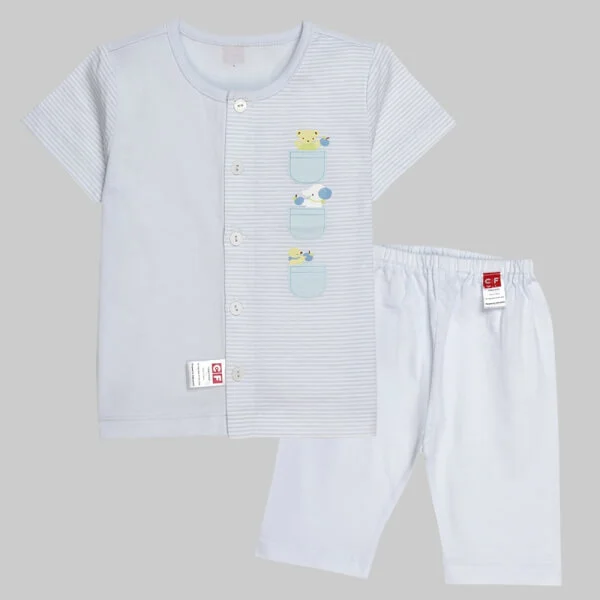 Bộ thun bé trai ngắn CF B068007 Xanh