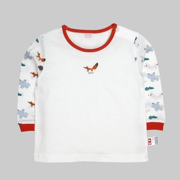 Bộ thun bé trai dài CF B068004 Trắng