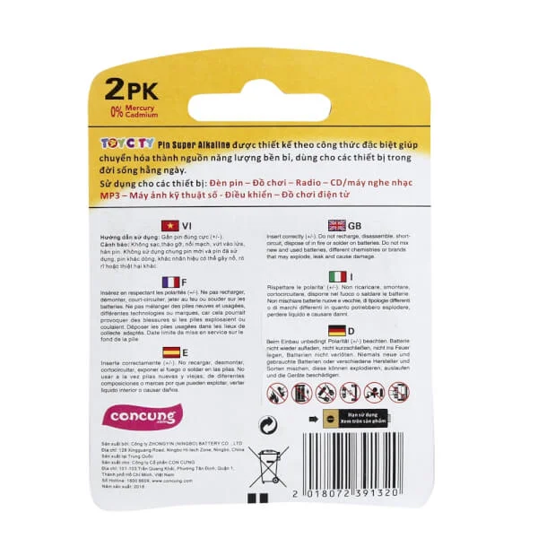 Pin AAA TOYCITY Super Alkaline - Vỉ 2 viên
