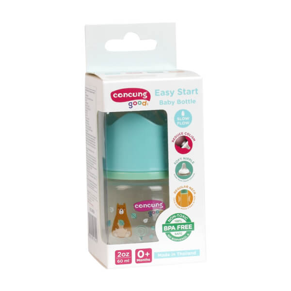 Combo 2 Bình sữa ConCung Good Easy Start nhựa PP cổ thường (60ml, Xanh lá)