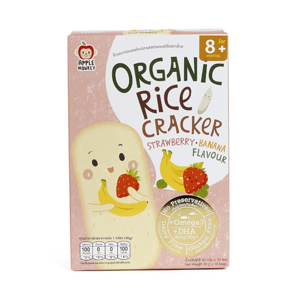 Thực phẩm bổ sung Bánh Gạo Hữu Cơ Hương Dâu Và Chuối - Organic Rice CrackerStrawberry And Banana Flavour Omega3 DHA