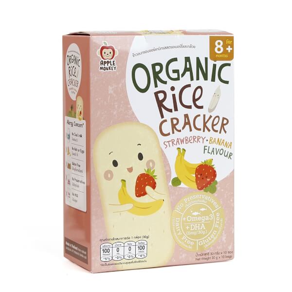 Thực phẩm bổ sung Bánh Gạo Hữu Cơ Hương Dâu Và Chuối - Organic Rice CrackerStrawberry And Banana Flavour Omega3 DHA