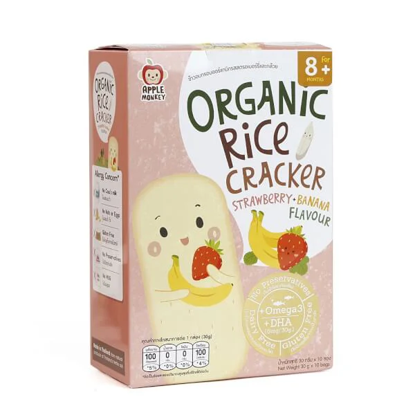 Thực phẩm bổ sung Bánh Gạo Hữu Cơ Hương Dâu Và Chuối - Organic Rice CrackerStrawberry And Banana Flavour Omega3 DHA