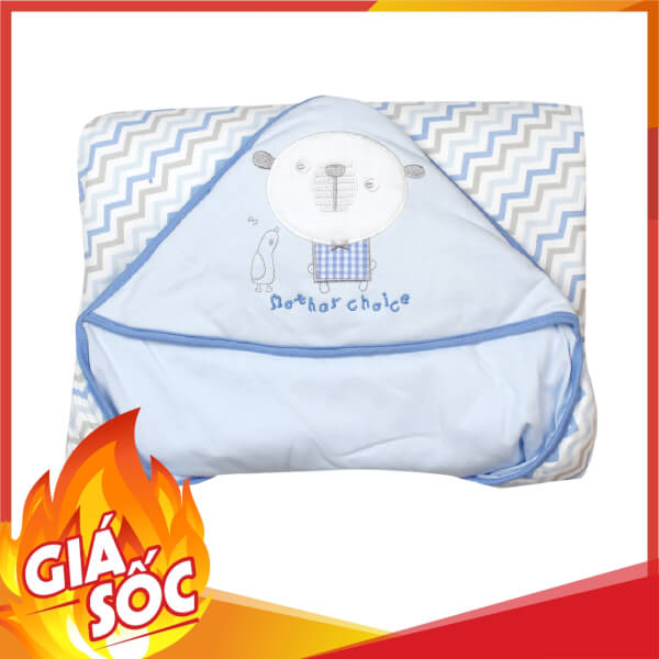 Chăn quấn em bé 17228 Mother Choice màu xanh size 90x90(cm)