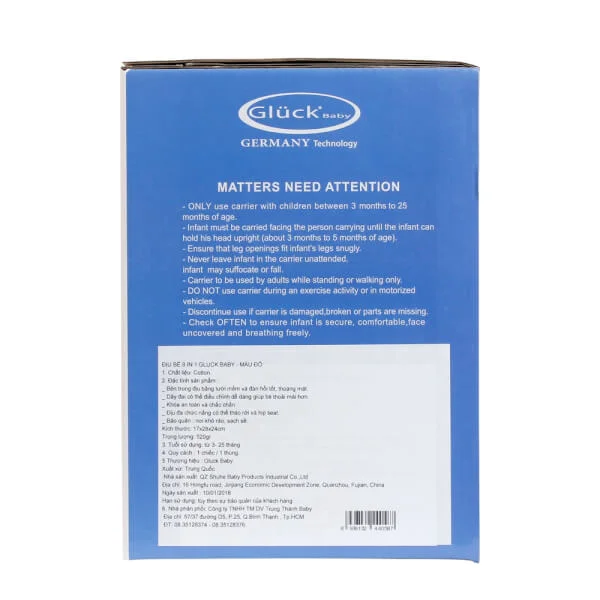 Địu bé 8 in 1 Gluck Baby (đỏ)