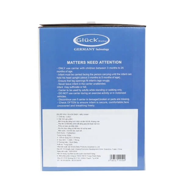 Địu bé 8 in 1 Gluck Baby (xanh)