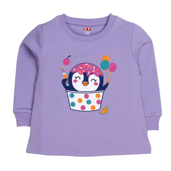 Áo thun bé gái tay dài CF G118021 (9M,Tím)
