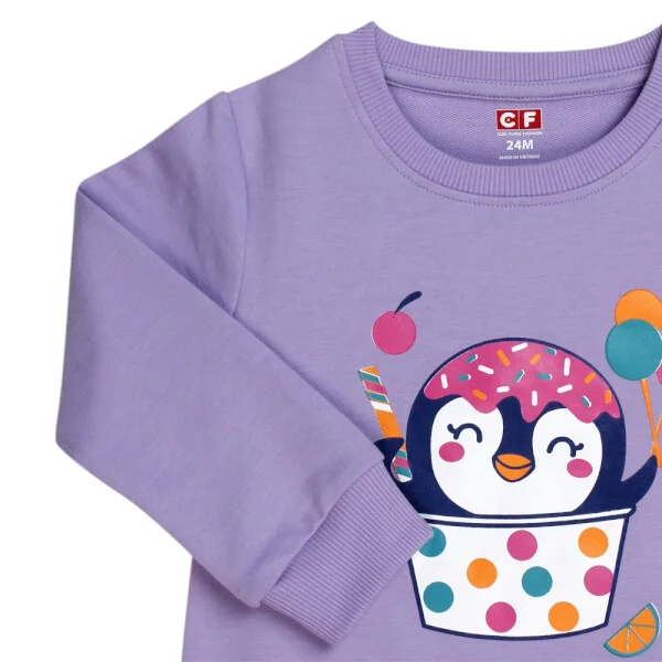 Áo thun bé gái tay dài CF G118021 (9M,Tím)
