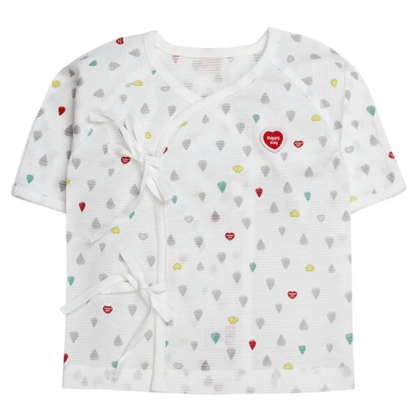 Áo sơ sinh cột dây tay dài CF I068004 ( 3M, Trắng )