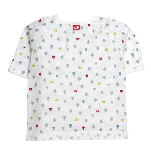 Áo sơ sinh cột dây tay dài CF I068004 ( 3M, Trắng )