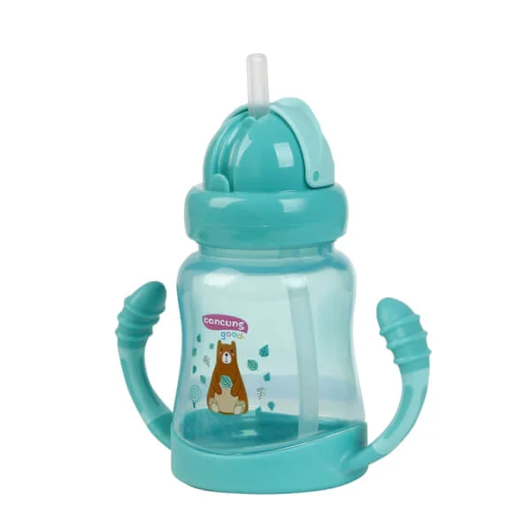 Bình uống nước ống hút hai tay cầm ConCung Good (210ml, Xanh lá)