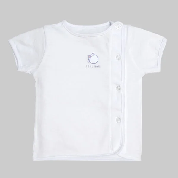 Áo sơ sinh cài chéo tay ngắn CF (Trắng)