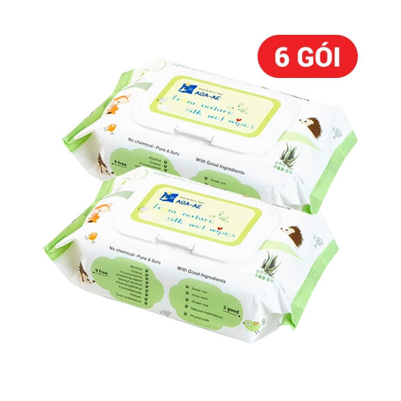 Combo 6 khăn ướt Aga siêu tiết kiệm chỉ 215,000 cho combo tri giá 258,000 VND