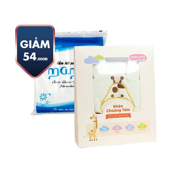 Combo Khăn choàng tắm ConCung Good và Tấm lót sơ sinh Mama