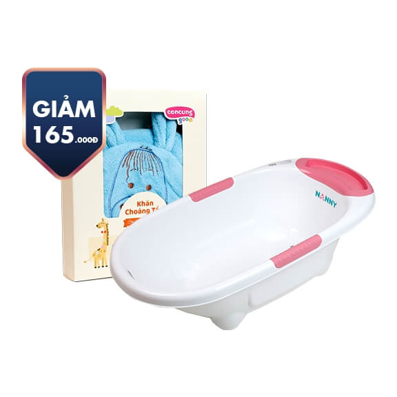 Combo thau tắm trẻ em Nanny + Khăn choàng tắm ConCung Good
