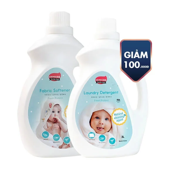 Combo 1 chai nước xả vải + 1 chai nước giặt Hàn Quốc ConCung Gentle Care