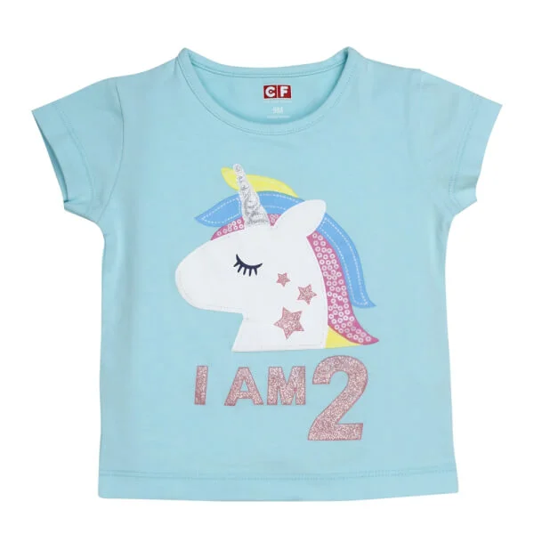 Áo thun bé gái tay ngắn CF G118028 (9M,Xanh)