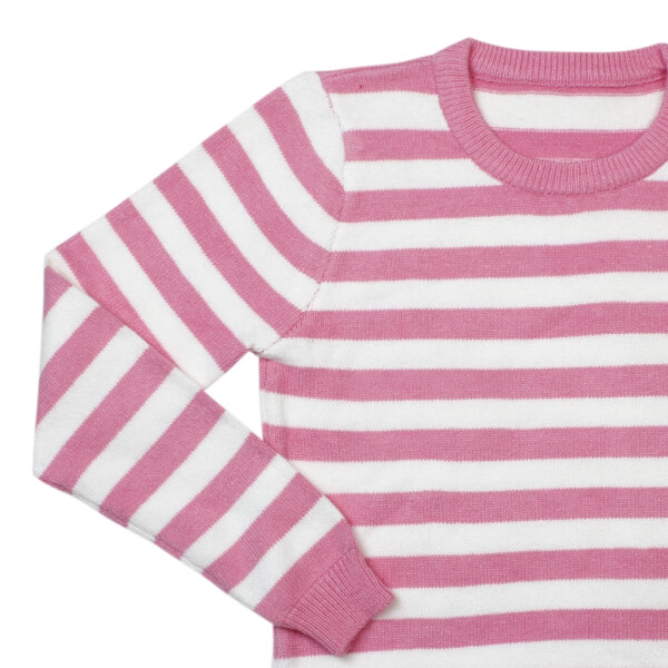 Áo len bé gái tay dài CF G128023 (7-8Y,sọc hồng)