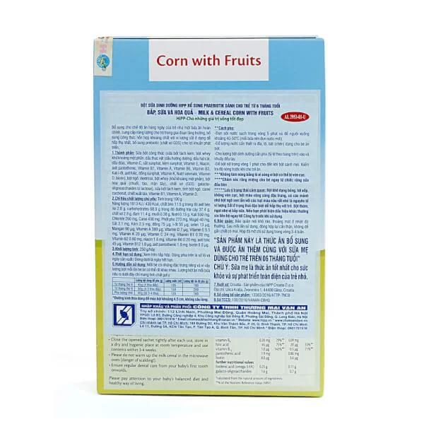 Bột sữa dinh dưỡng HiPP bổ sung Praebiotik - Bột ăn dặm bắp, sữa & hoa quả 250g