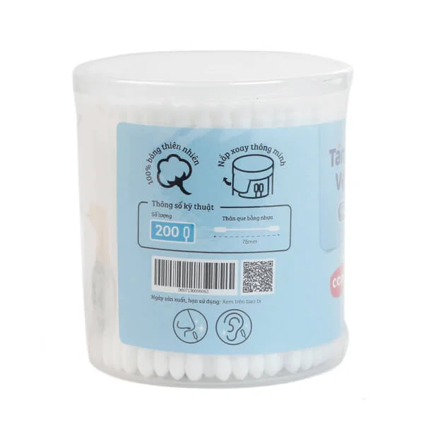 Tăm bông vệ sinh ConCung Good thân nhựa 200 que/ hộp