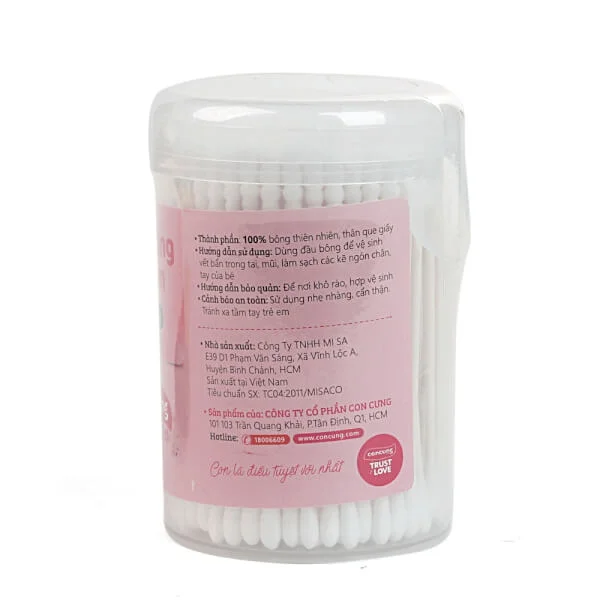 Tăm bông trẻ em ConCung Good thân giấy 200 que/ hộp