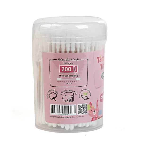 Tăm bông trẻ em ConCung Good thân giấy 200 que/ hộp
